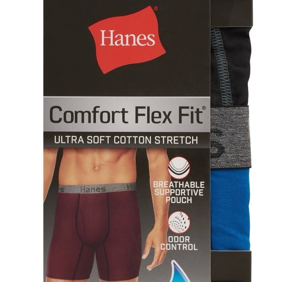 Hanes Men's Comfort Flex Fit Ultra Soft Cotton Stretch Boxer Briefs, 3 Pack, x 2 - Picture 3 of 8